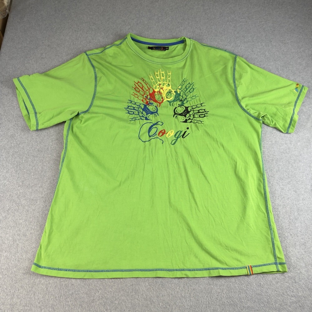 Vintage Y2K COOGI Embroidered Graphic T Shirt Lime Green  3XL Cotton Tee